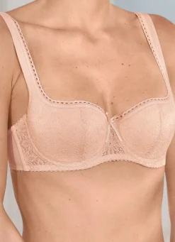 Discount SUSA Dirndl-BH mit floraler Elastikspitze im Vorderteil BEIGE