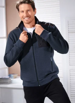 Best BADER Sweatjacke aus Strukturgewebe MARINE