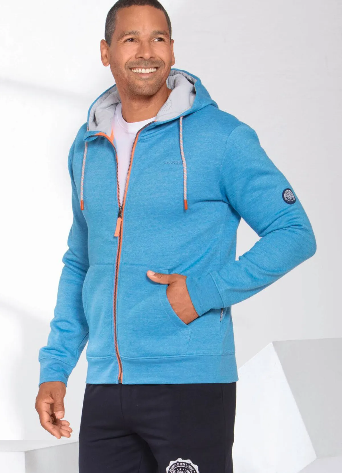 Online BADER Sweatjacke mit Kapuze AQUA MELIERT
