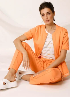 Online BADER Sweatjacke mit Rippenbündchen PFIRSICH