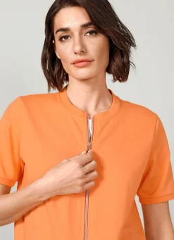 Online BADER Sweatjacke mit Rippenbündchen PFIRSICH
