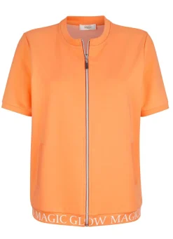 Online BADER Sweatjacke mit Rippenbündchen PFIRSICH