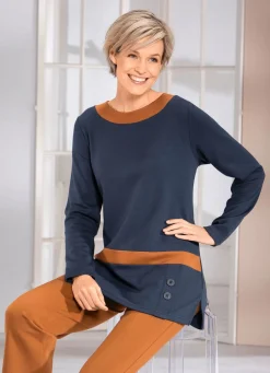 Best BADER Sweatshirt mit Kontrastblende in 2 Farben MARINE-CAMEL
