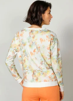 Best BADER Sweatshirt mit Rundhalsausschnitt ECRU-ORANGE-GRÜN