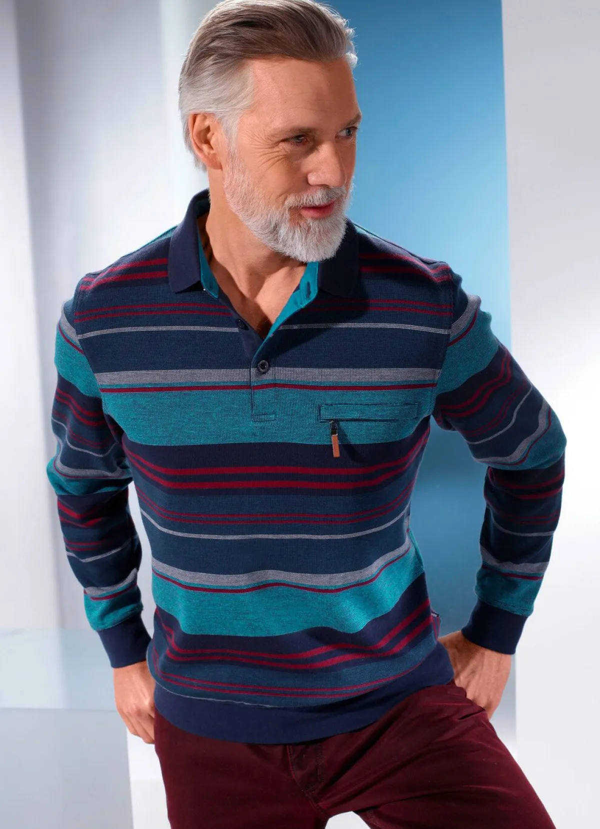 Outlet HAJO SPORTSWEAR Sweatshirt von „Hajo“ MARINE-PETROL-ROT