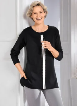 Hot BADER Sweatshirt mit kontrastfarbenem Zierband SCHWARZ