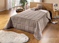 Discount BADER Tagesdecke mit Karo-Steppung und Bandeinfassung CREME