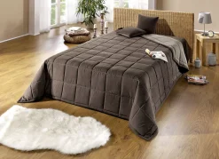 Clearance BADER Tagesdecke mit Karo-Steppung und Bandeinfassung BRAUN