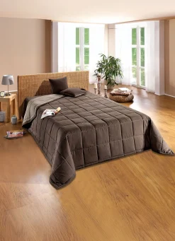 Clearance BADER Tagesdecke mit Karo-Steppung und Bandeinfassung BRAUN