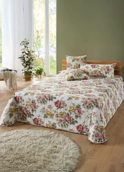 Clearance BADER Tagesdecke mit Karosteppung und Kissenbezüge GELB