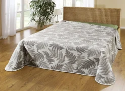 Sale BADER Tagesdecke mit naturnahen Blättermotiven SILBER