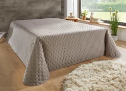 Clearance BADER Tagesdecke mit Steppung und Bandeinfassung TAUPE