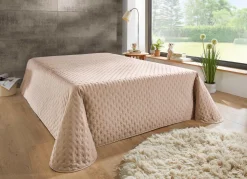 Discount BADER Tagesdecke mit Steppung und Bandeinfassung NATUR