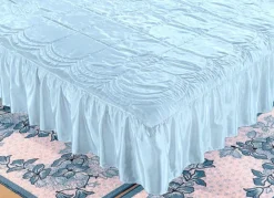 Online BADER Tagesdecke mit Volantabschluss BLAU