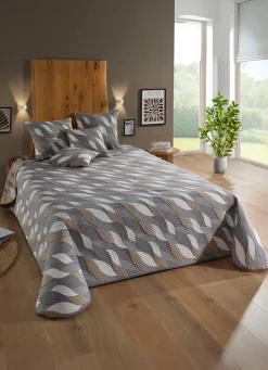 Sale BADER Tagesdecke und Kissenbezüge in Jacquard-Qualität GRAU