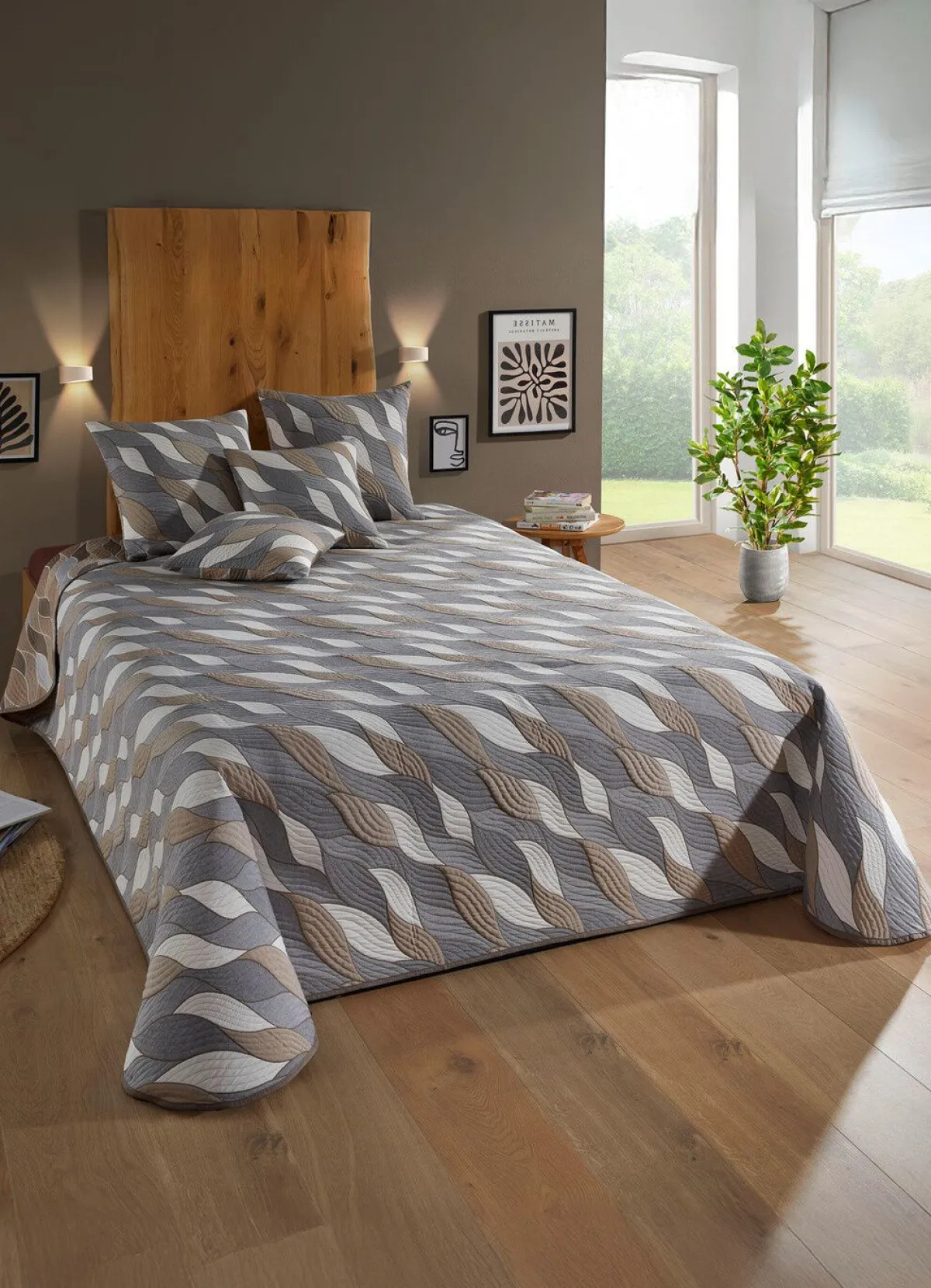 Sale BADER Tagesdecke und Kissenbezüge in Jacquard-Qualität GRAU