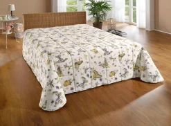 New BADER Tagesdecke und Kissenbezüge mit Schmetterlingsmotive BEIGE