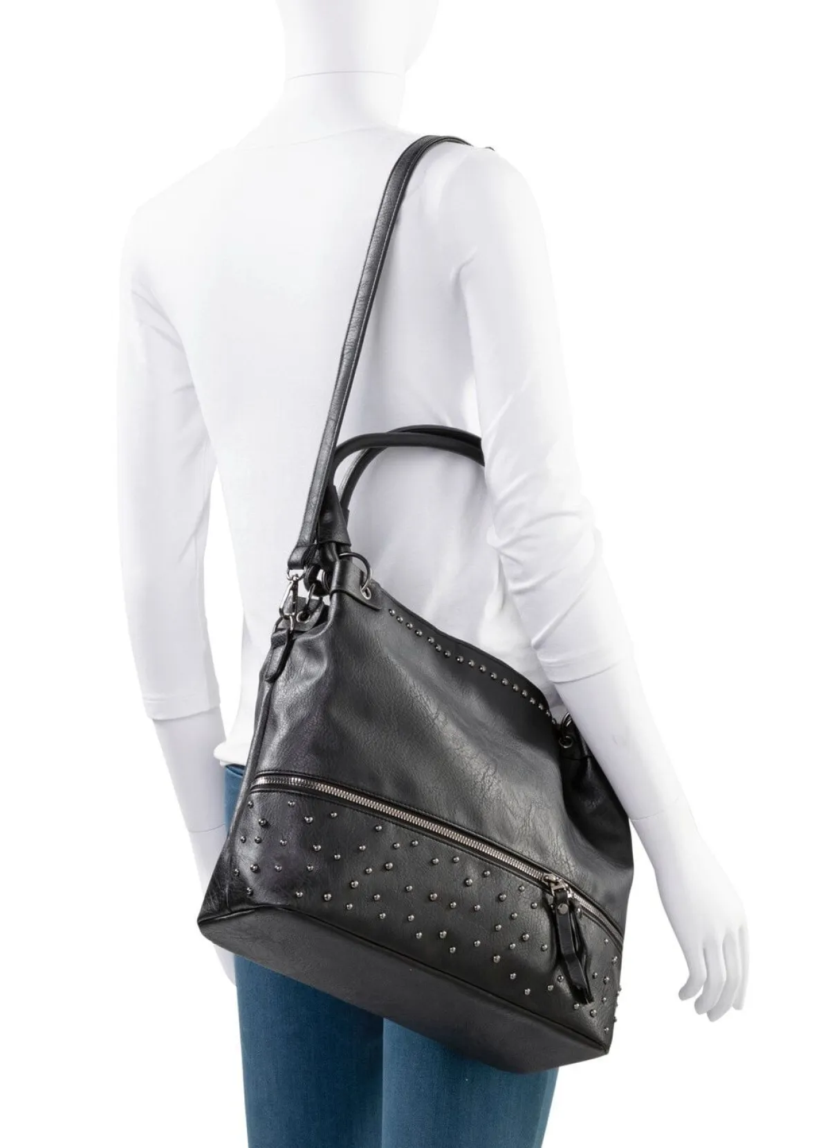 Sale BADER Tasche mit trendigen Ziernieten SCHWARZ