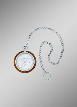 Best WAIDZEIT Taschenuhr mit Walnuss und Edelstahl Gehäuse