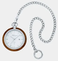 Best WAIDZEIT Taschenuhr mit Walnuss und Edelstahl Gehäuse