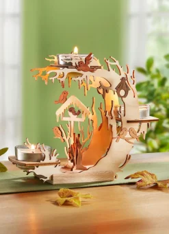 BADER Teelichthalter aus Holz NATUR