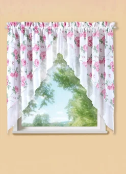 Outlet BADER 2-teiliger Fensterbehang mit Rosenmotiv WEISS-ROSE
