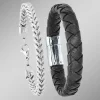 Discount BADER 2-teiliges Armband-Set aus Edelstahl und Leder