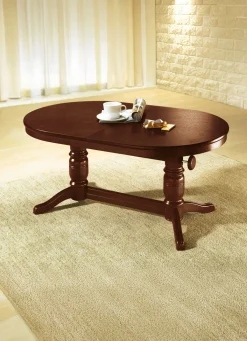 Hot BADER Teilmassiver Couchtisch mit gedrechseltem Tischgestell NUSSBAUM