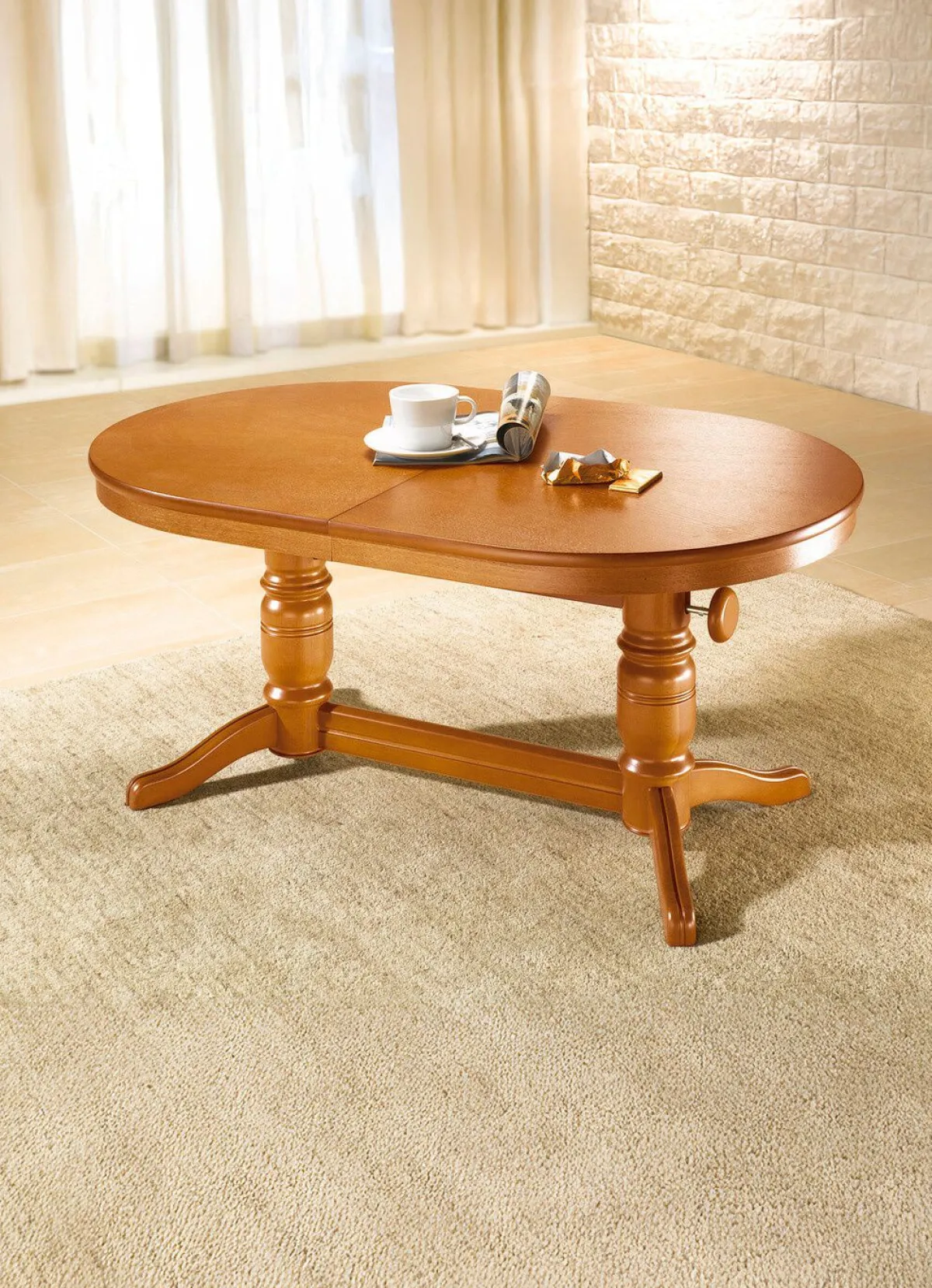 Sale BADER Teilmassiver Couchtisch mit gedrechseltem Tischgestell EICHE RUSTIKAL
