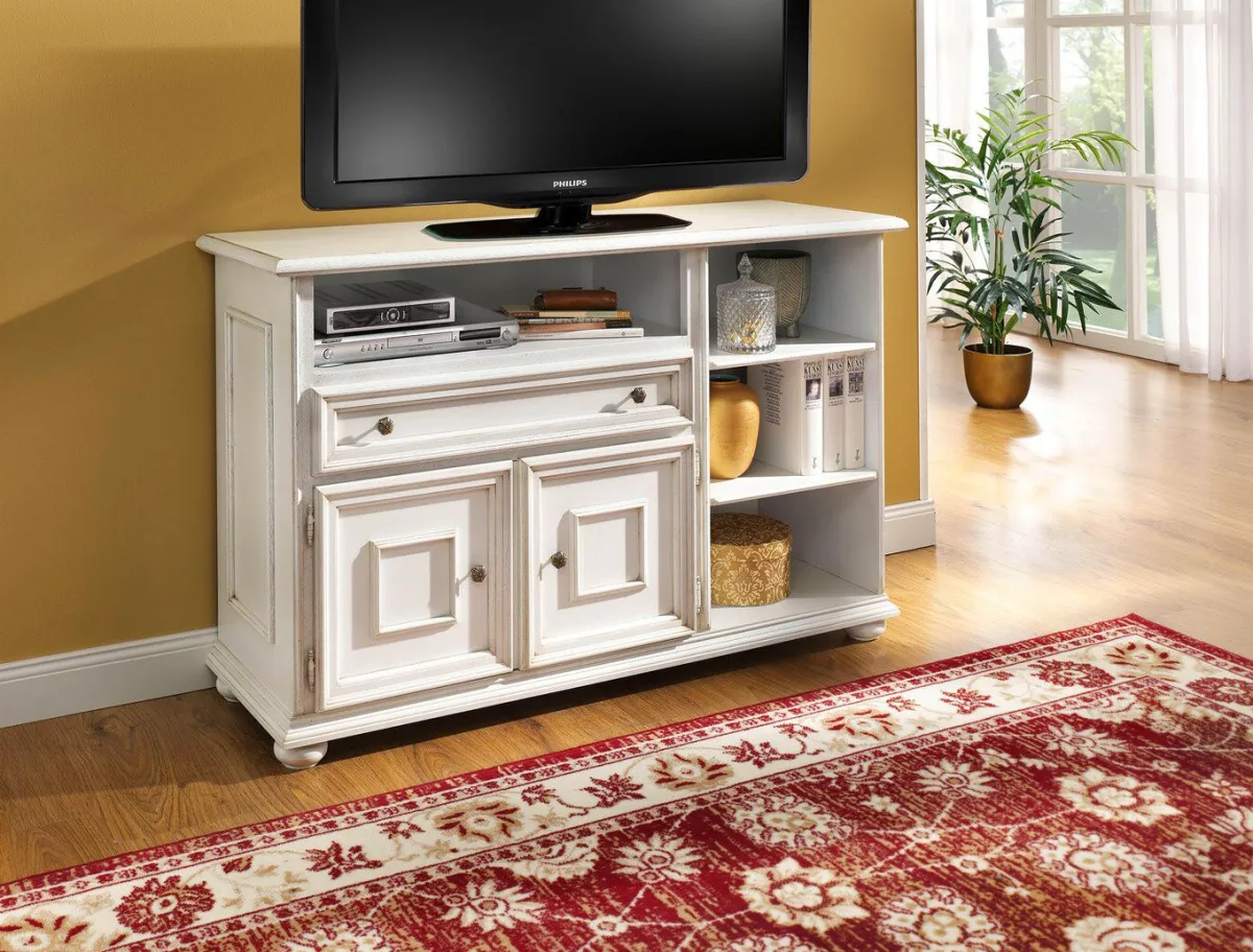 Clearance BADER Teilmassive TV-Phono-Möbel ANTIKWEISS