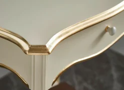 New BADER Telefontisch mit goldfarbenen Applikationen WEISS-GOLD