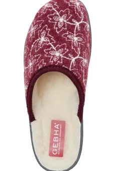 Outlet BADER Textil-Pantoffel mit schöner Stickerei BORDEAUX
