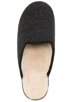 Discount BADER Textil-Pantoffel mit Warmfutter aus reiner Wolle ANTHRAZIT
