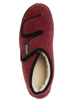 Hot BADER Textil-Stiefelette mit zwei praktischen Klettspangen BORDEAUX-SCHWARZ