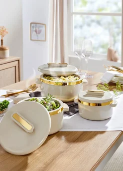 New BADER Thermoschüssel-Set, 3-teilig WEISS-GOLD