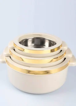 New BADER Thermoschüssel-Set, 3-teilig WEISS-GOLD