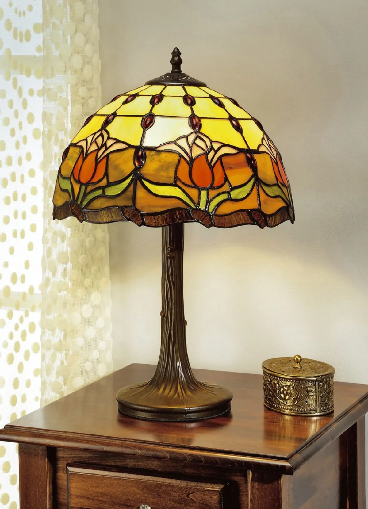 Best BADER Tiffany-Leuchte, 1-flammig mit durchgefärbten Tiffany-Glasstückchen BUNT