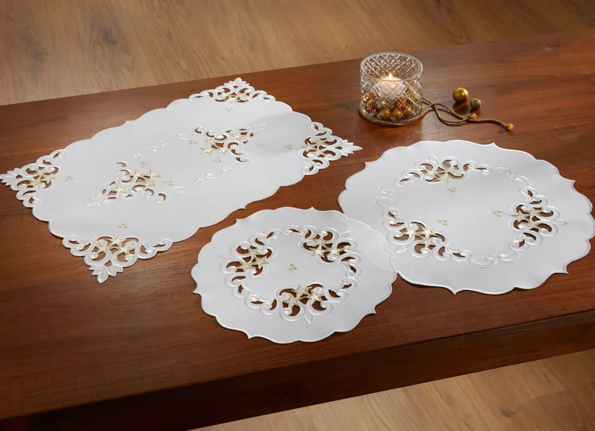 Best BADER Tischdecke mit aufwendigen Stickereien SEKT