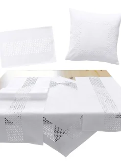 Hot BADER Tischdecke mit dekorativer Lochstanzung WEISS