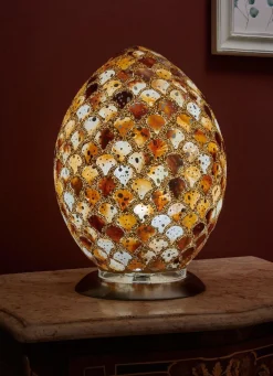 BADER Tischleuchte in Eiform mit Mosaik-Effekt BEIGE