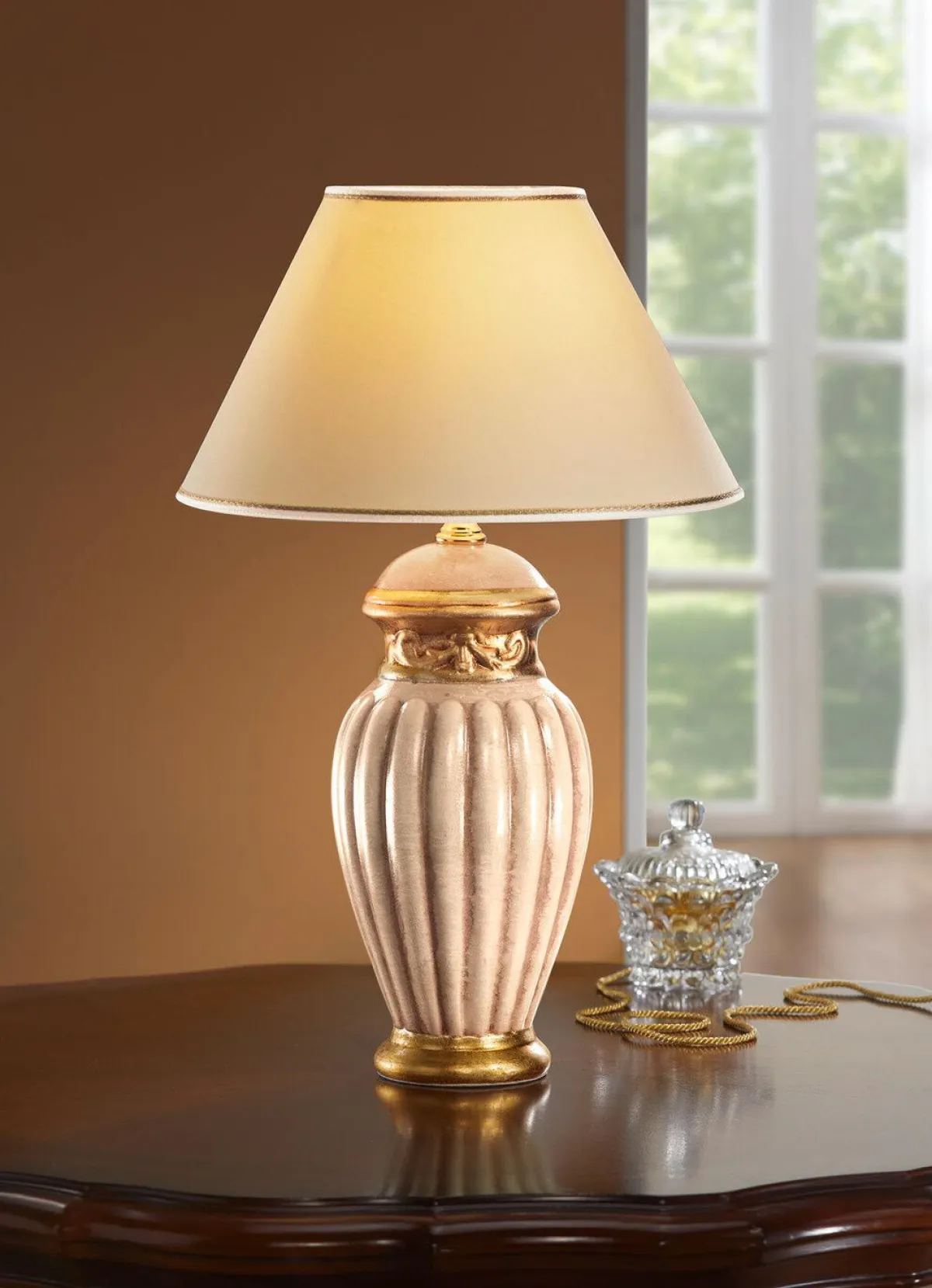 Clearance BADER Tischleuchte mit echter Blattgoldauflage BEIGE-GOLD
