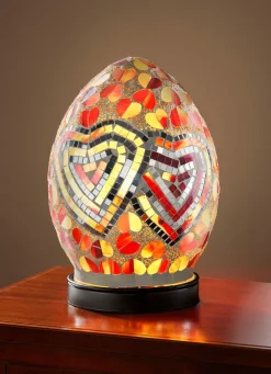 New BADER Tischleuchte mit Mosaik aus Glasstücken WEISS-PINK