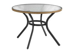 Clearance BADER Tisch mit Aluminium-Gestell und Glasplatte NATUR