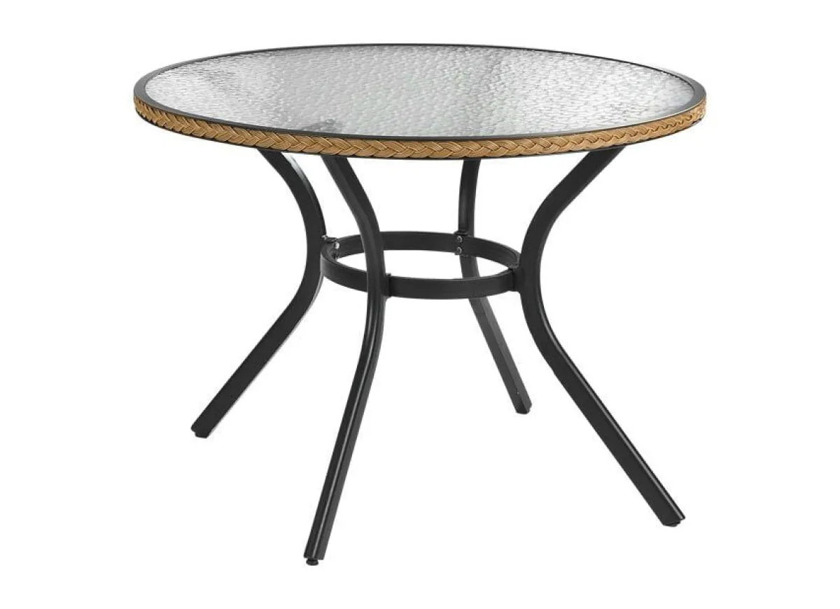 Clearance BADER Tisch mit Aluminium-Gestell und Glasplatte NATUR