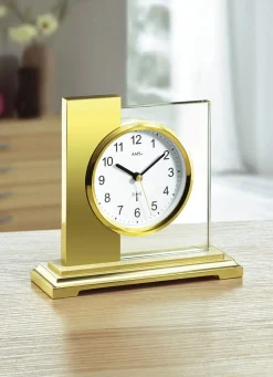 Sale BADER Tischuhr mit gebürstetem Metallgehäuse GOLD