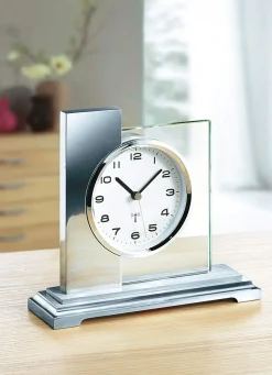 Clearance BADER Tischuhr mit gebürstetem Metallgehäuse SILBER