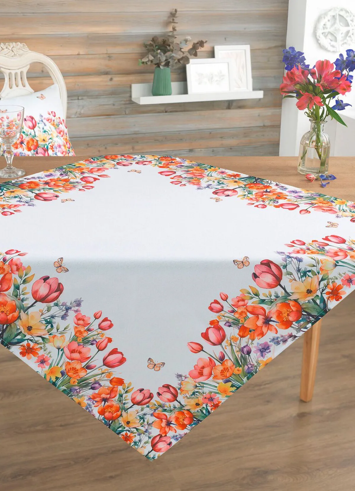 Online BADER Tisch- und Raumdekoration mit Blumenwiesen-Motiv WEISS-BUNT