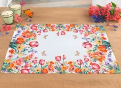 Online BADER Tisch- und Raumdekoration mit Blumenwiesen-Motiv WEISS-BUNT