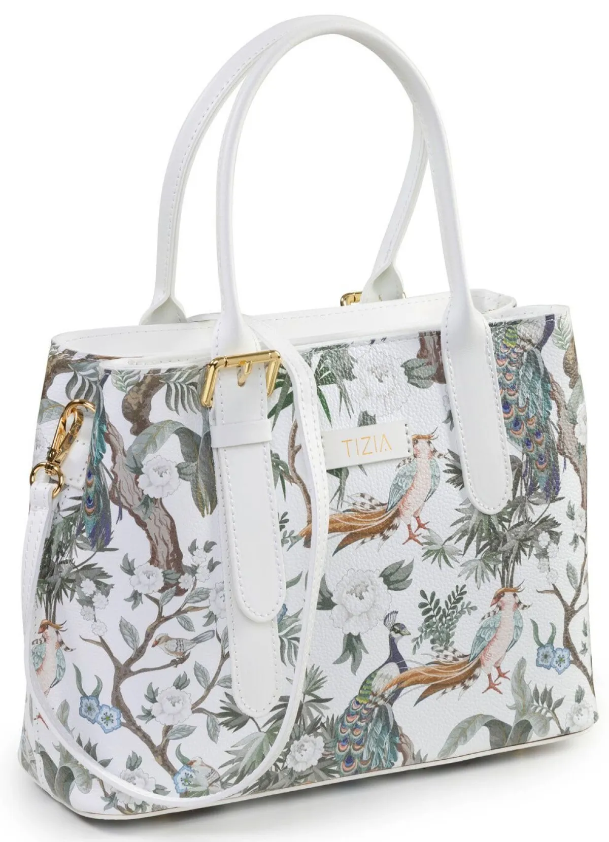 Hot Tizia , Tasche, Damen, mit abnehmbarem, verstellbarem Umhängeriemen WEISS-JADEGRÜN