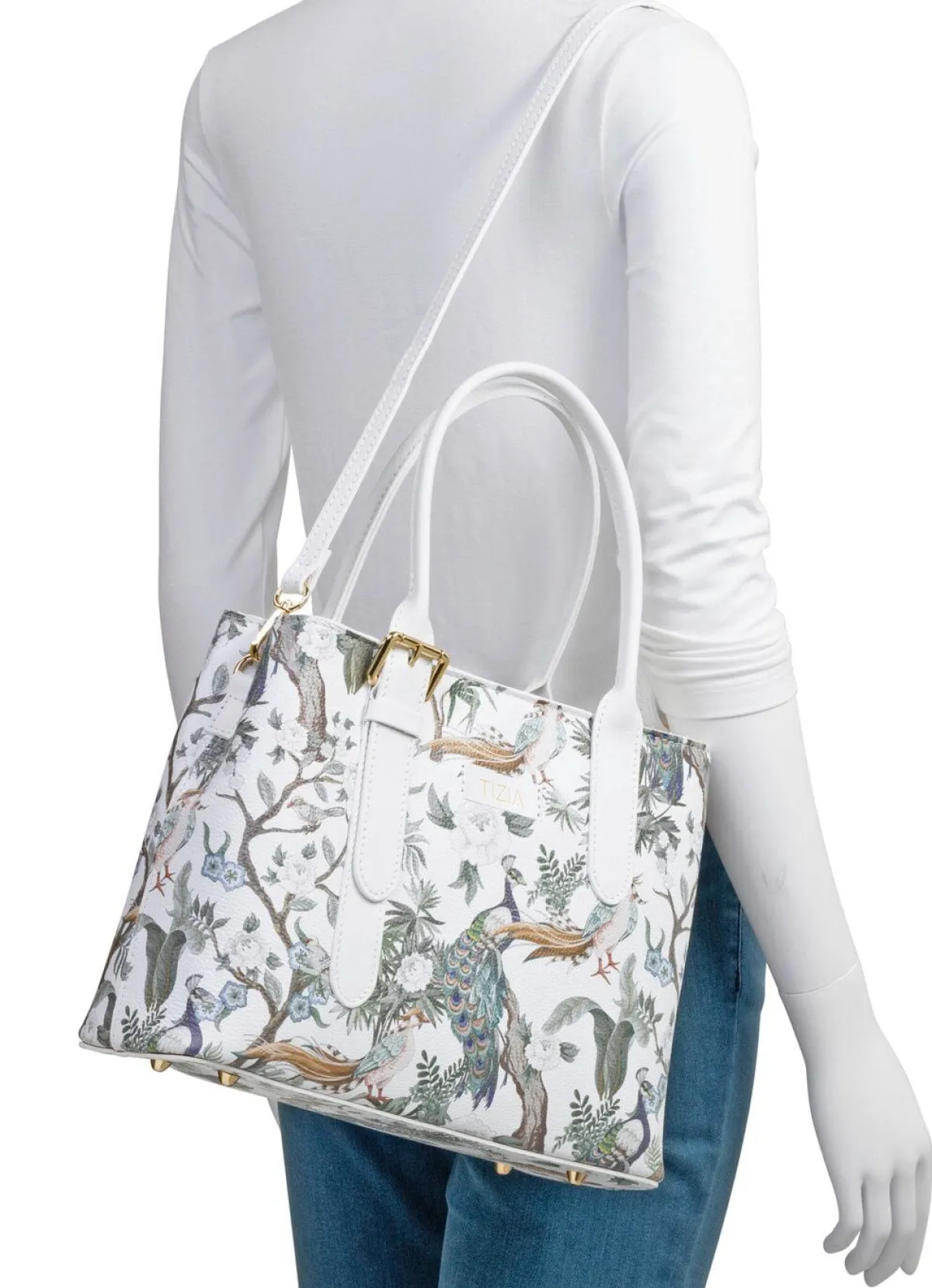Hot Tizia , Tasche, Damen, mit abnehmbarem, verstellbarem Umhängeriemen WEISS-JADEGRÜN